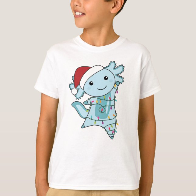 Axolotl God jul Winter Animals Axolotls T Shirt (Framsida)