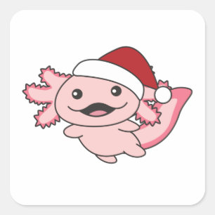 Axolotl God jul Winter Axolotl Square Stic Fyrkantigt Klistermärke