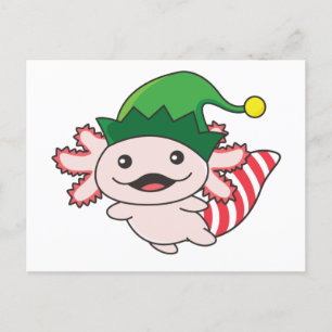 Axolotl God jul Winter Elf Axolotl Postcar Vykort