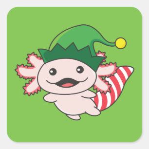 Axolotl God jul Winter Elf Axolotl Square Fyrkantigt Klistermärke