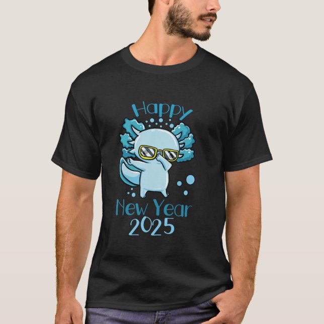 Axolotl Gott nytt år 2025 Kids Boys Cute Dabbing T Shirt (Framsida)