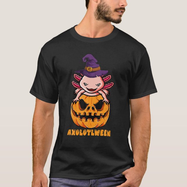Axolotl Halloween Costume with Pumpkin T Shirt (Framsida)
