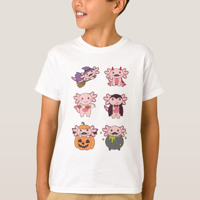 Axolotl Halloween Djävulen Pumpkin Vampire Costume T Shirt (Framsida)
