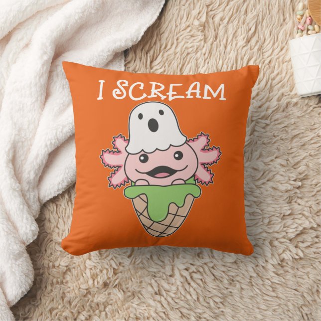 Axolotl Halloween Ghost I Skräm Ice Pun Kudde (Filt)