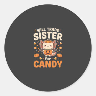 Axolotl Halloween Godis Handel Vektor Design_1 Runt Klistermärke