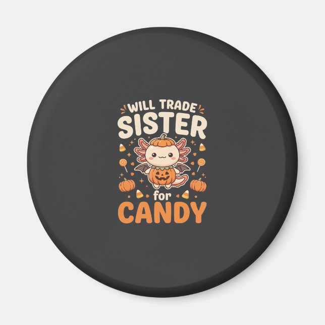 Axolotl Halloween Godis Handel Vektordesign_1 Magnet (Framsidan)