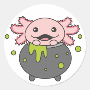 Axolotl Happy halloween Cauldron Fladdermus Classi Runt Klistermärke