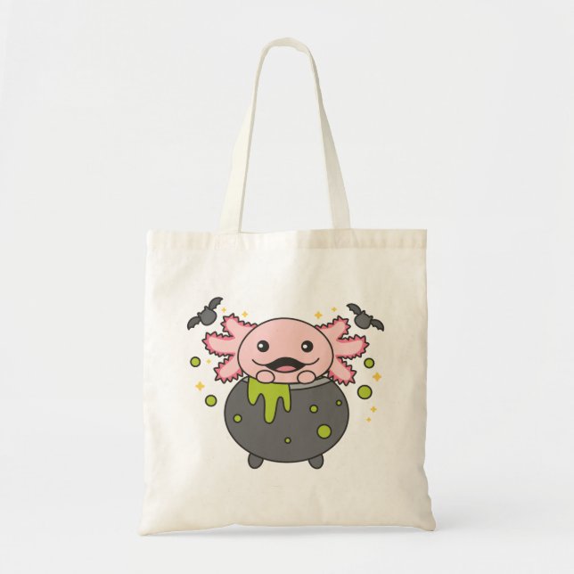 Axolotl Happy halloween Cauldron Fladdermus Tote B Tygkasse (Framsidan)