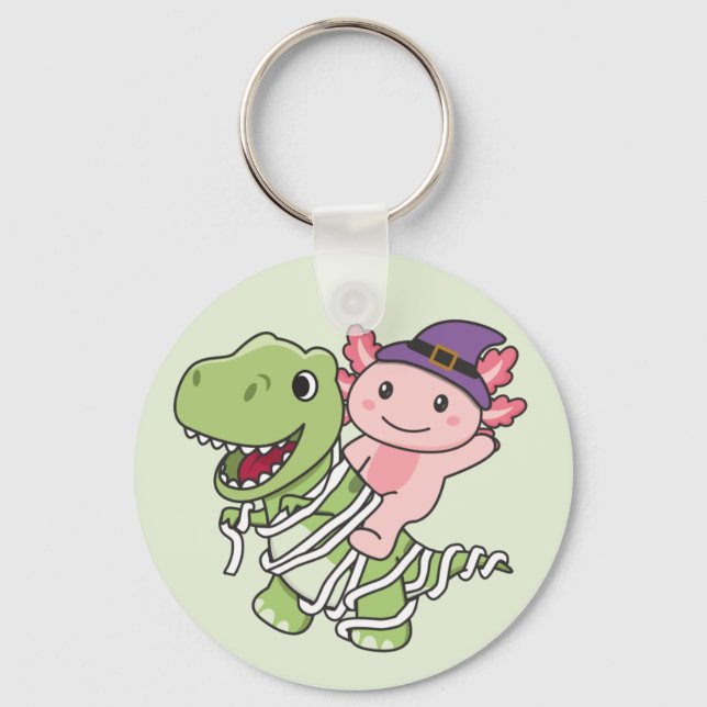 Axolotl Happy halloween T-rex Mummy Costume Keycha Nyckelring (Framsida)