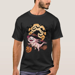 Axolotl Häxa Jack-o-Lantern Godis Hink Halloween T Shirt