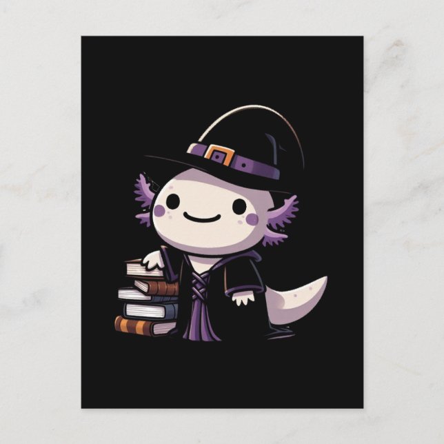 Axolotl Häxa - Sött Halloween Vykort (Framsida)
