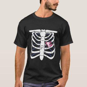 Axolotl Heart Fläkt Skeleton Chest Costume Carneva T Shirt