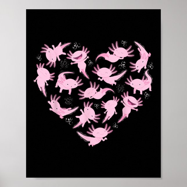 Axolotl Heart För barn Axolotl Älskare Axolotl Kaw Poster (Framsidan)