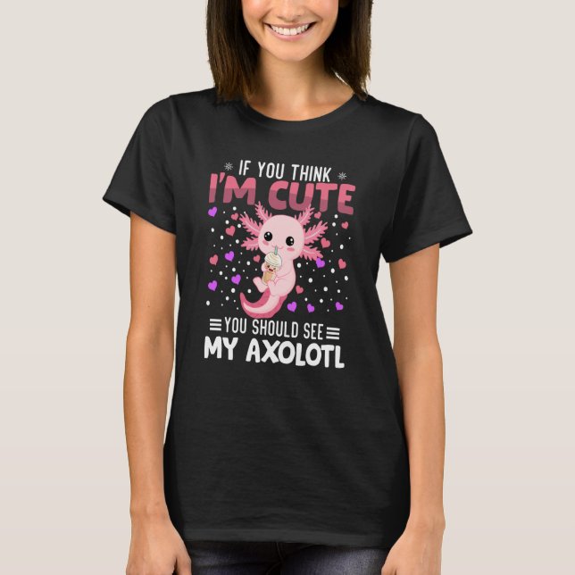 Axolotl Heart Valentine's Day Animal For Womens Ki T Shirt (Framsida)