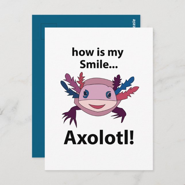 Axolotl Hur är min sjö-funny Axolotl? Vykort (Fram/baksida)