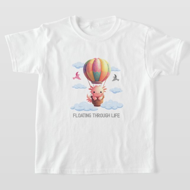 Axolotl i färglös luftballong t shirt (Laydown)