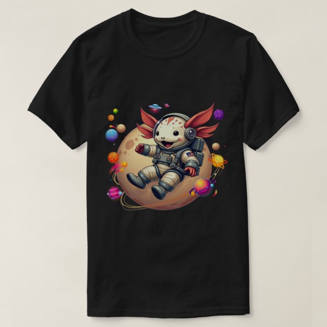 Axolotl i rymden: Alien Äventyr - Cute Cosmic D. T Shirt (Design framsida)