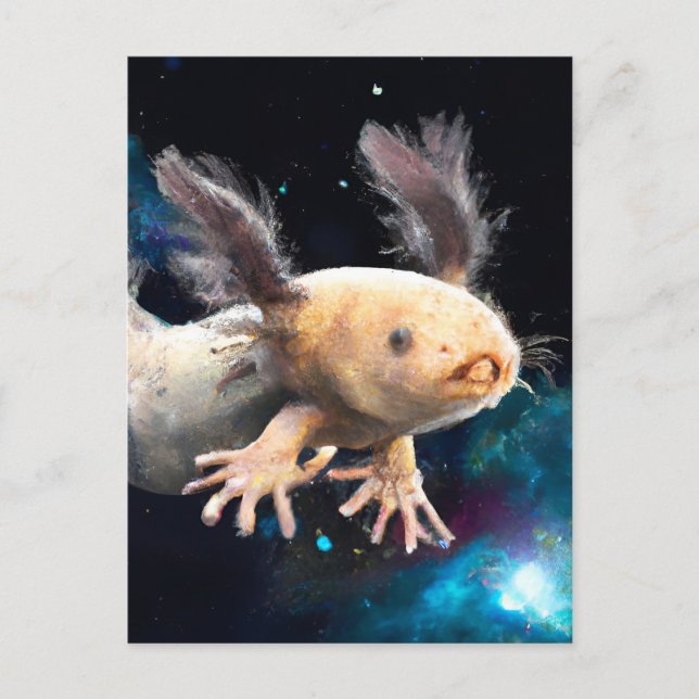 Axolotl i rymden vykort (Framsida)