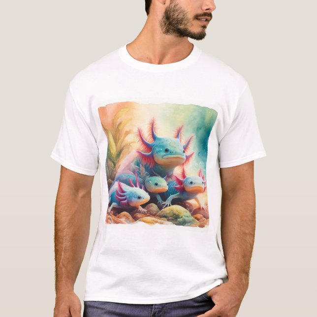 Axolotl in Harmony 060624AREF108 - Watercolor T Shirt (Framsida)
