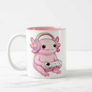 Axolotl Japansk Gamer Groda Konst Män Kvinnor Pojk Två-Tonad Mugg