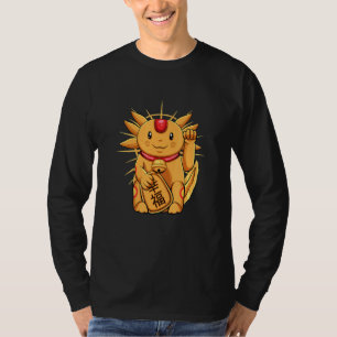 Axolotl Japansk Maneki Neko Lucky Cat Viftande Axo T Shirt