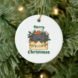 Axolotl jul Brev Winter Animals Axolotls Julgransprydnad Keramik