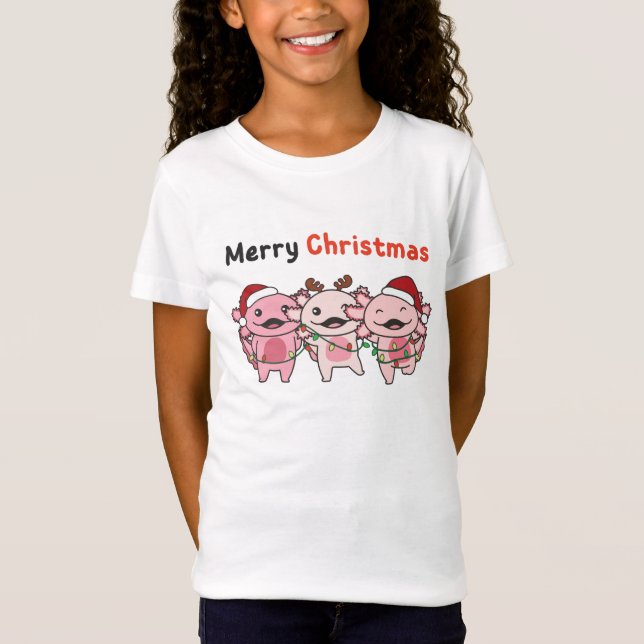 Axolotl jul Cute Axolotls God jul T Shirt (Framsida)