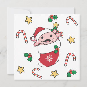 Axolotl jul Snö Winter Animals Axolotls Hol Julkort