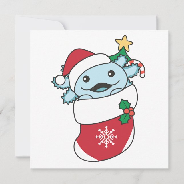 Axolotl jul Snö Winter Animals Axolotls Hol Julkort (Framsida)
