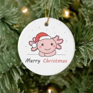 Axolotl jul Snö Winter Animals Axolotls Julgransprydnad Keramik