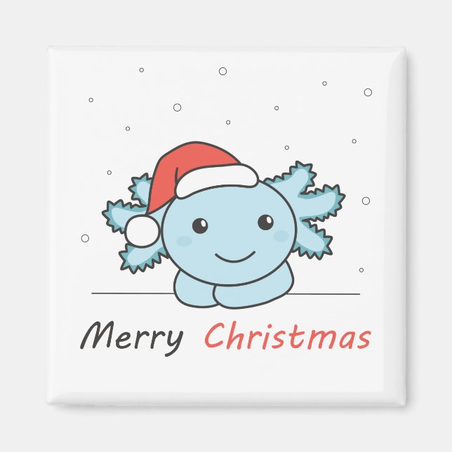 Axolotl jul Snö Winter Animals Axolotls Magnet (Framsidan)