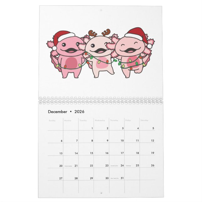 Axolotl Jul Vinter Animals Axolotls Kalender (Dec 2026)
