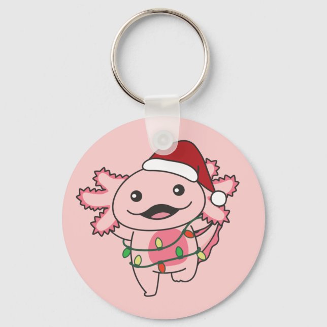 Axolotl Jul Winter Animals Axolotls Keychain Nyckelring (Framsida)