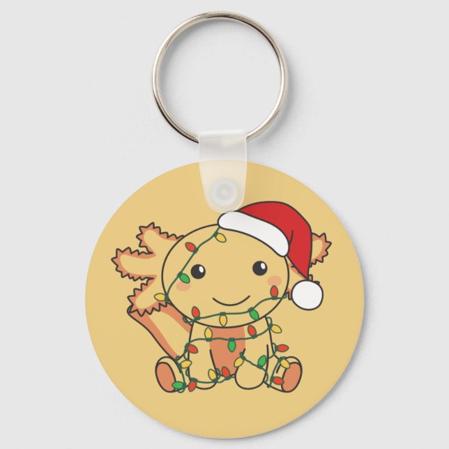 Axolotl Jul Winter Animals Axolotls Keychain Nyckelring (Framsida)