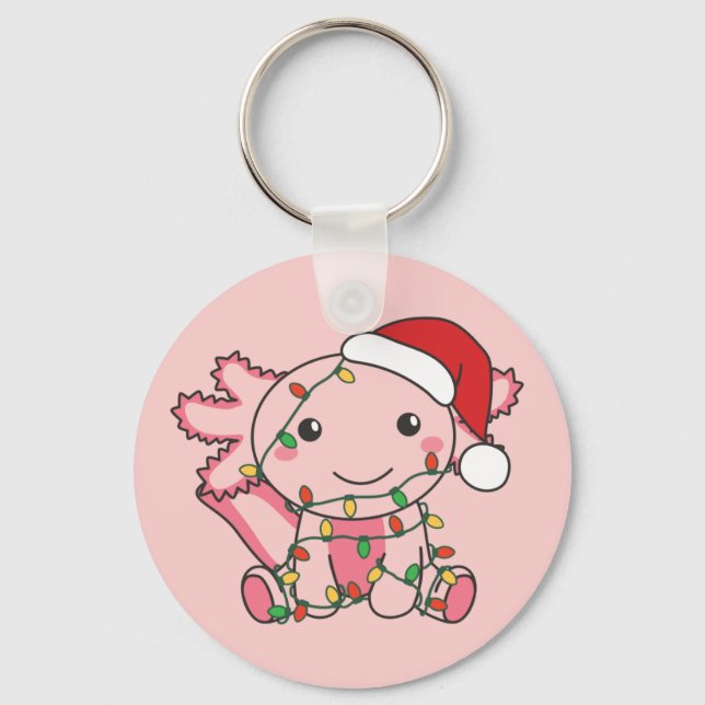 Axolotl Jul Winter Animals Axolotls Keychain Nyckelring (Framsida)