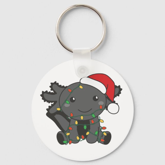 Axolotl Jul Winter Animals Axolotls Keychain Nyckelring (Framsida)