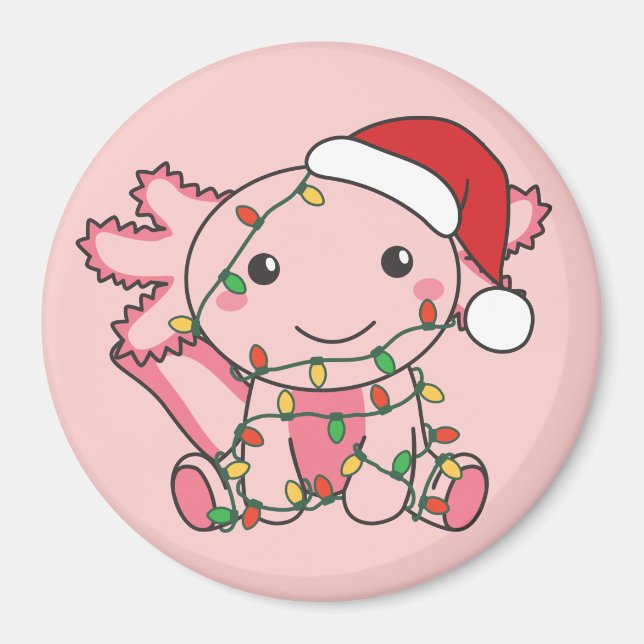 Axolotl Jul Winter Animals Axolotls Magnet (Framsidan)