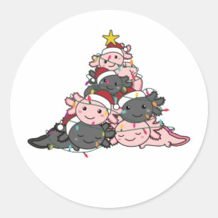 Axolotl Julgran Funny Animal julklapp Runt Klistermärke