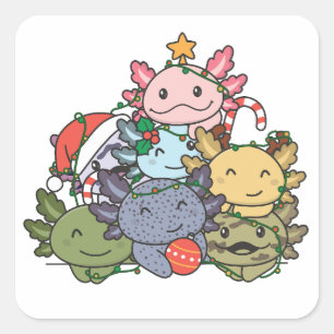 Axolotl Julgran Funny Djurjul Fyrkantigt Klistermärke