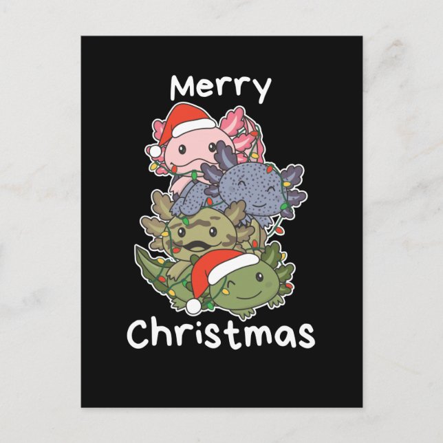 Axolotl julgran juldjur Axolotls Helg Vykort (Framsida)