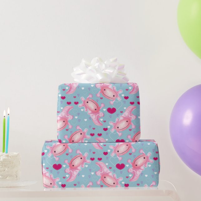 Axolotl Kärlek rosa Presentpapper (Festgåvor)