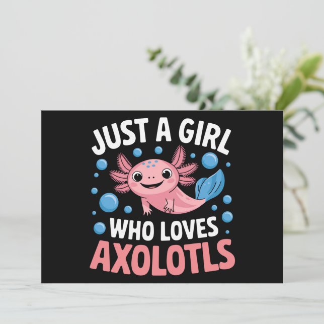 Axolotl Kawaii är bara en flicka som Kärlek Axolot Inbjudningar (Stående Fram)