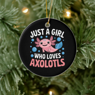 Axolotl Kawaii Bara En Tjej Som Älskar Axolotls  Julgransprydnad Keramik