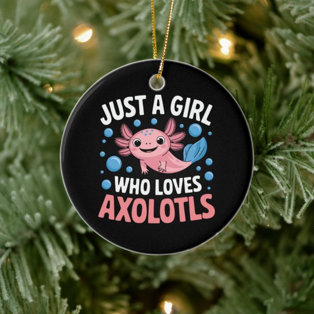 Axolotl Kawaii Bara En Tjej Som Älskar Axolotls  Julgransprydnad Keramik (Träd)