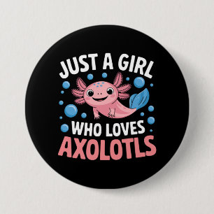 Axolotl Kawaii Bara En Tjej Som älskar Axolotls  Knapp