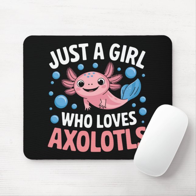 Axolotl Kawaii Bara En Tjej Som älskar Axolotls  Musmatta (Med mus)