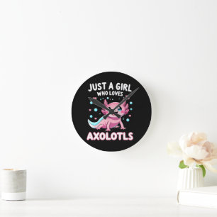 Axolotl Kawaii Bara En Tjej Som Älskar Axolotls Rund Klocka