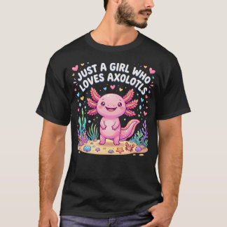 Axolotl Kawaii Bara en tjej som älskar T Shirt