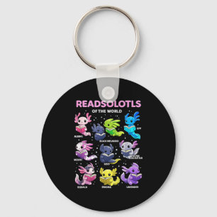 Axolotl kawaii läser solotl från hela världen axol nyckelring