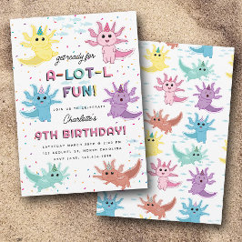 Axolotl Kids Cute Salamander Födelsedagsfest Inbjudningar